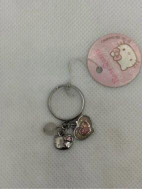 Silver Heart Keyring with Rose Quartz Bead